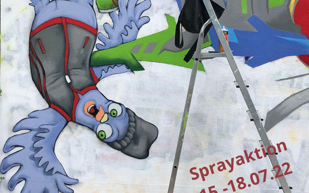 Sprayaktion mit Schüler:innen und professionellen Sprayern